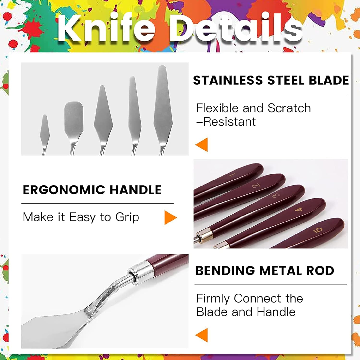 11 Piece Painting Knife Set,5 Painting Palette Knife +6 Palette Knife,Stainless Steel Palette Knife Set,Painting Knife,Painting Scraper,Palette Tools,Oil Painting Palette Knives Red Scraper