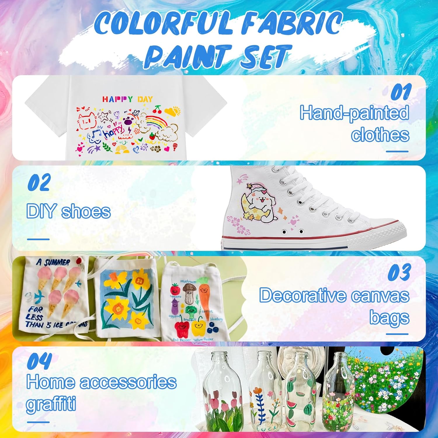 12 * 25ml Fabric Paint, Permanent Fabric Paint, Washable Fabric Paint, Fabric Paint, Can Be Used to Paint Clothes Shoes Canvas Bags, with Adhesive Pattern