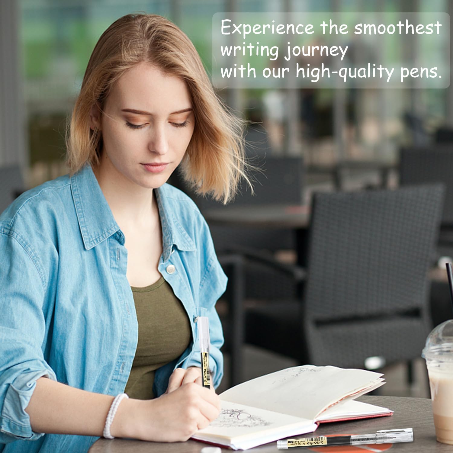 12 Black Gel Pens 0.5 mm, Ultra Fast Drying for Writing, Drawing and Outlining - for Students, Office Workers Black