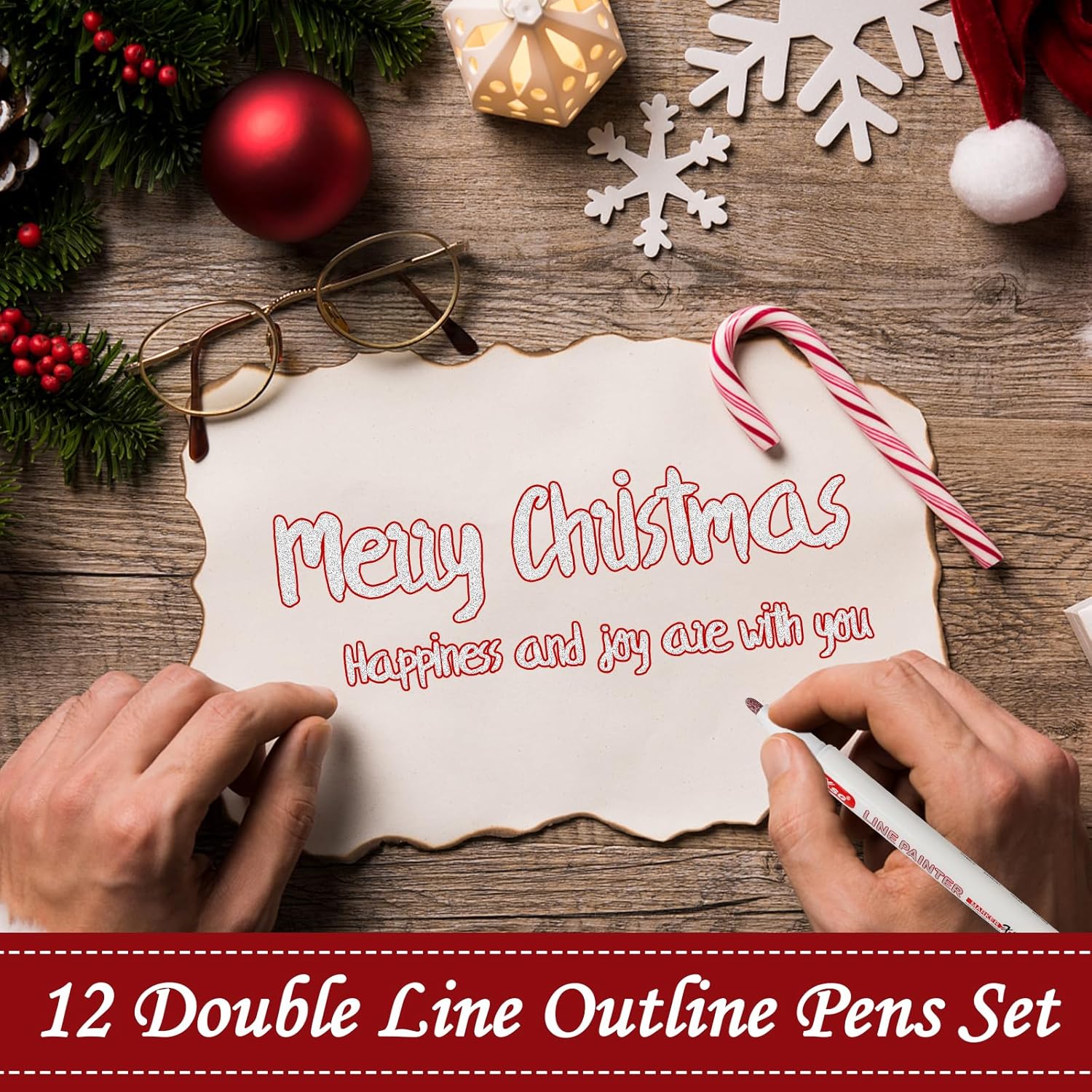 12 Colors Doodle Dazzle Marker Pens,Outline Silver Metallic Markers Double Line Penen, Self-Outline Markers Pen for Art, Drawing, Greeting Cards, Craft Projects, Pating, Metal, Glass