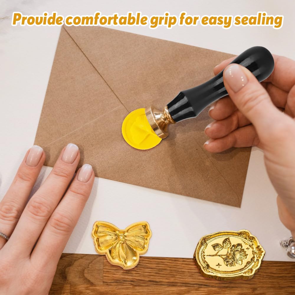 13 Pieces Sealing Wax Stamp, Round Handle Seal Stamp Wax Lacquer with Stamp for Envelope Seals, Invitation Letter and Invitation Card