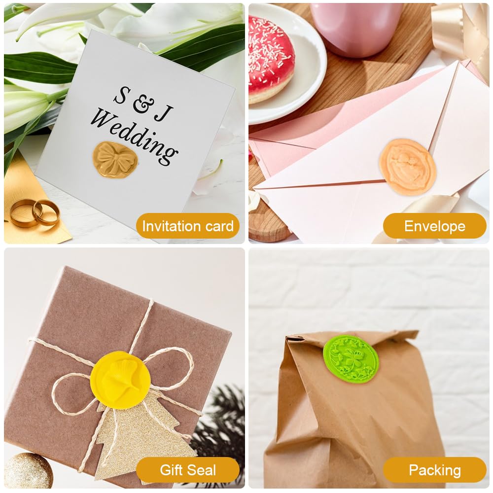 13 Pieces Sealing Wax Stamp, Round Handle Seal Stamp Wax Lacquer with Stamp for Envelope Seals, Invitation Letter and Invitation Card
