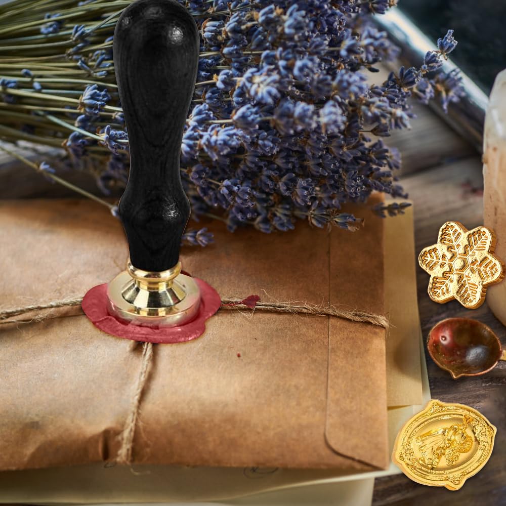 13 Pieces Sealing Wax Stamp, Round Handle Seal Stamp Wax Lacquer with Stamp for Envelope Seals, Invitation Letter and Invitation Card