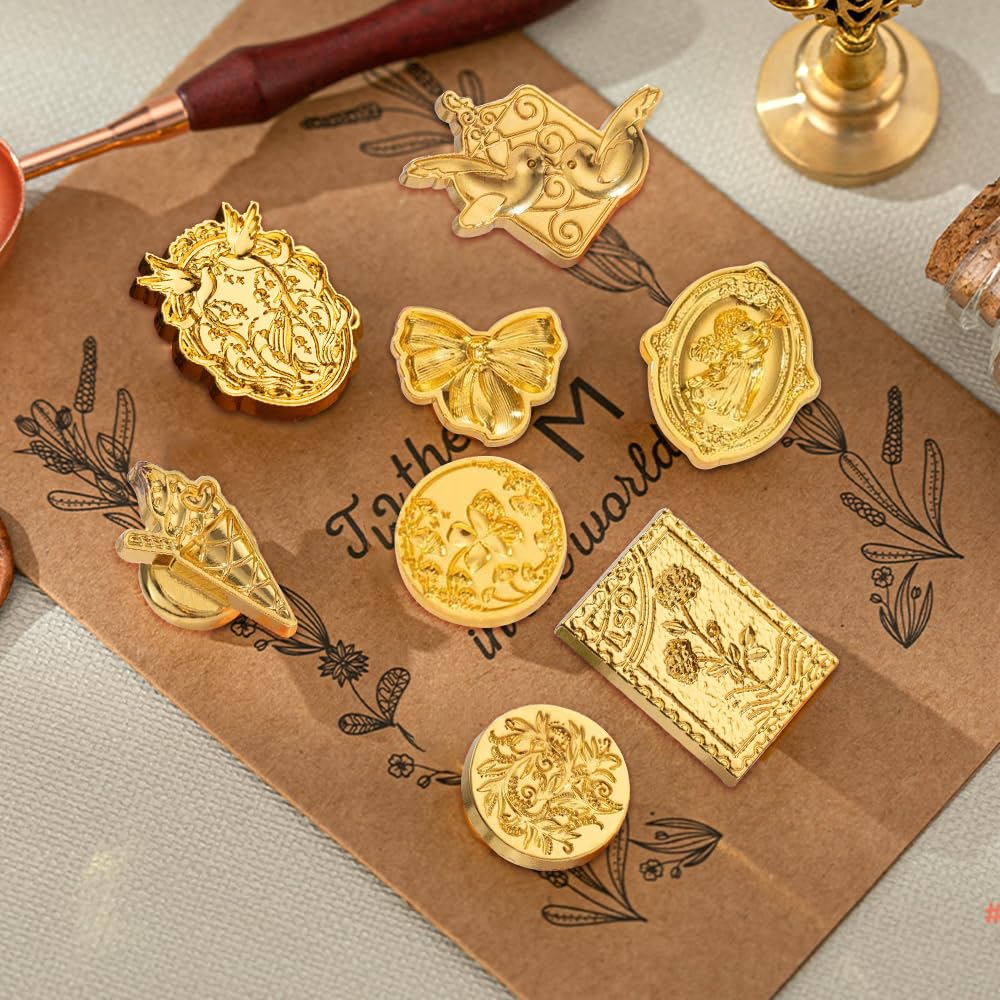 13 Pieces Sealing Wax Stamp, Round Handle Seal Stamp Wax Lacquer with Stamp for Envelope Seals, Invitation Letter and Invitation Card