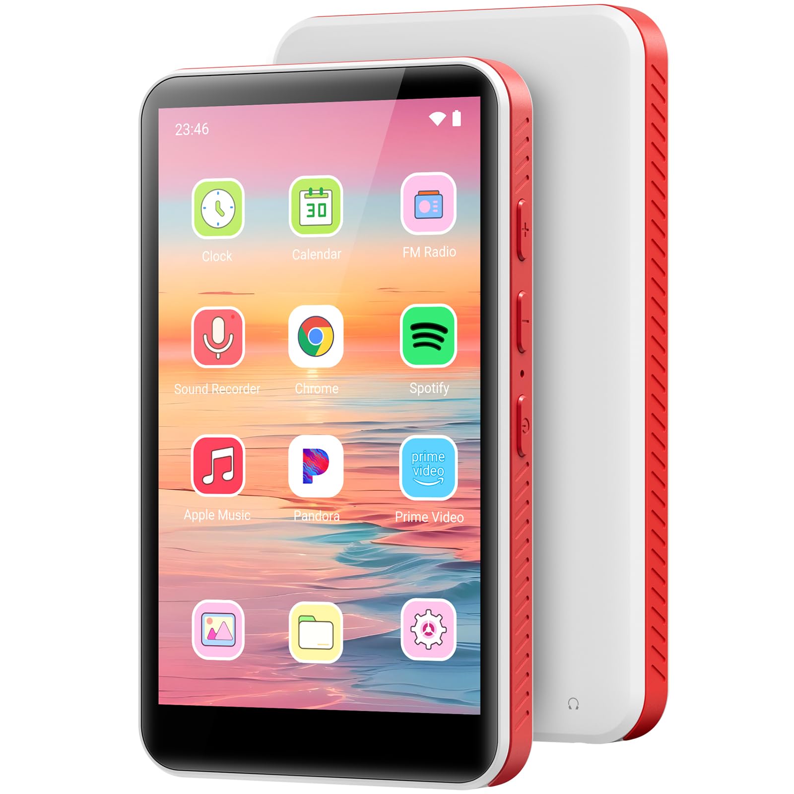 192GB MP3 Player with Bluetooth and WiFi, Android 13.0, RAM: 4GB, 4.0" HD Touch Screen MP4 Player with Speaker, Portable Spotify Player with Play Store 4 Inch Android 13.0 White + Red