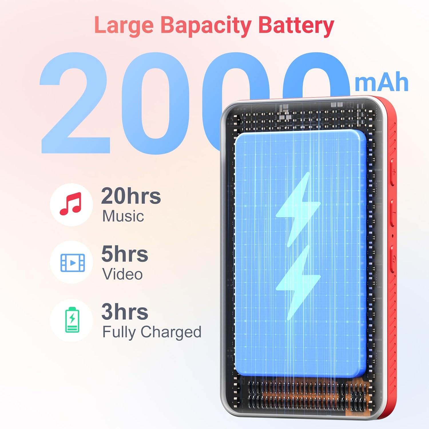 192GB MP3 Player with Bluetooth and WiFi, Android 13.0, RAM: 4GB, 4.0" HD Touch Screen MP4 Player with Speaker, Portable Spotify Player with Play Store 4 Inch Android 13.0 White + Red