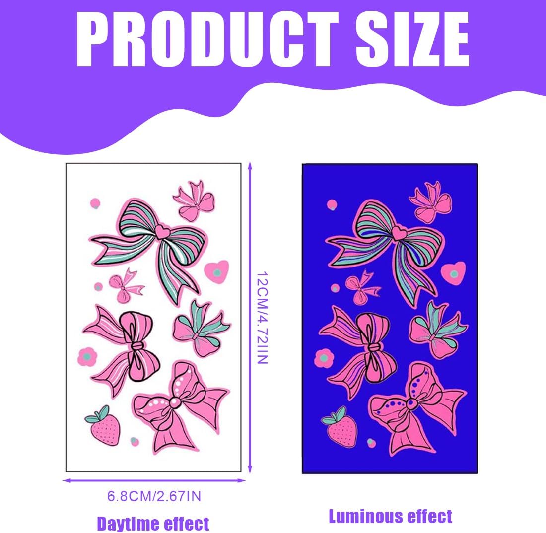 20 Sheets Temporary Neon Tattoos, Luminous Phosphorescent for Neon Party, Waterproof Tattoo Stickers for Birthday Festival Party Face Makeup, Party Tattoos, Neon Party, Temporary Tattoo