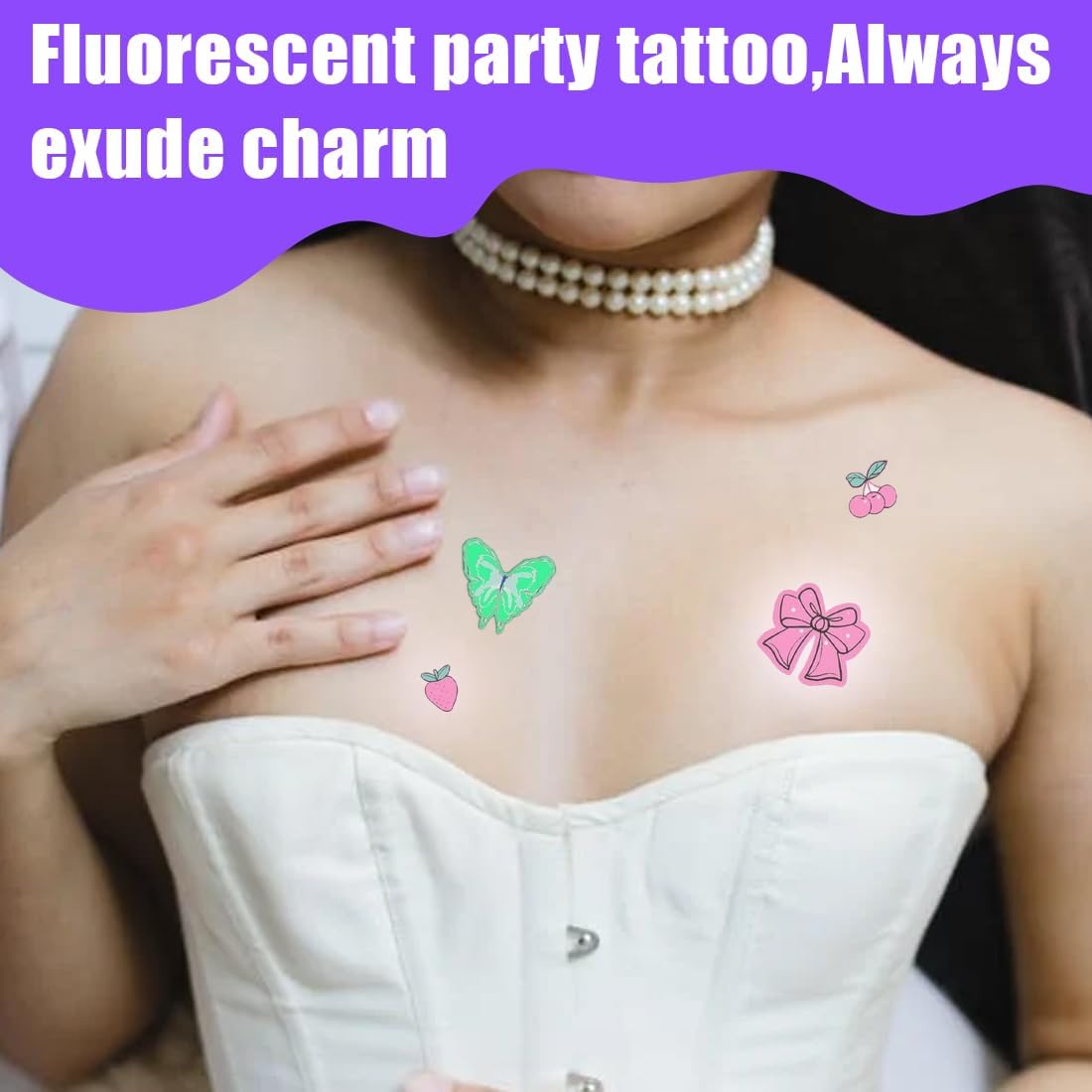 20 Sheets Temporary Neon Tattoos, Luminous Phosphorescent for Neon Party, Waterproof Tattoo Stickers for Birthday Festival Party Face Makeup, Party Tattoos, Neon Party, Temporary Tattoo