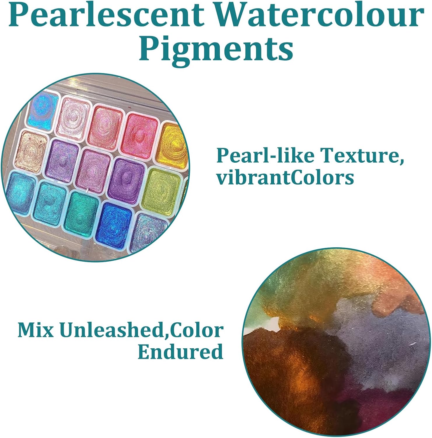 24 Pieces Watercolor, Glitter Watercolors, Solid Pearlescent Paint Set, Includes Pins and a Palette, For Artists and Hobby Painters