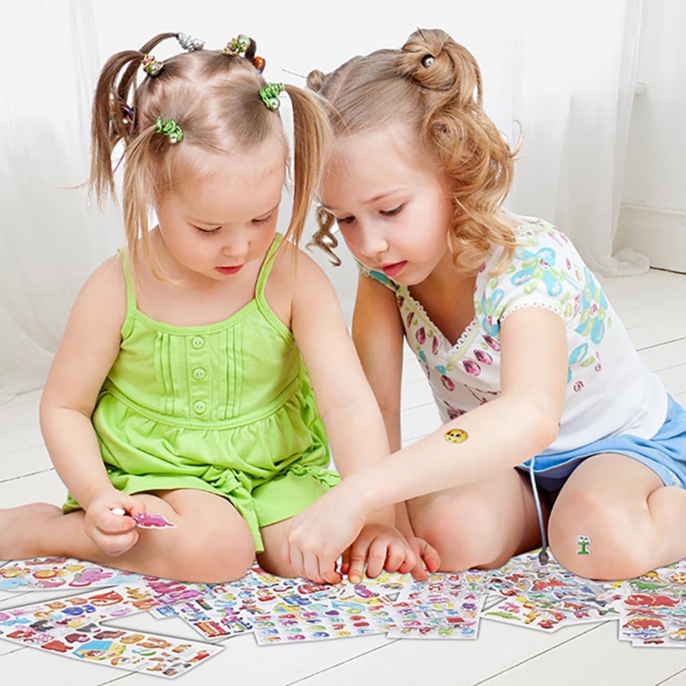 3D Stickers for Children and Adults - 450+ Peel and Stick Stickers with Animals and Faces - 18 Sheets of Aesthetic Stickers for Gifts