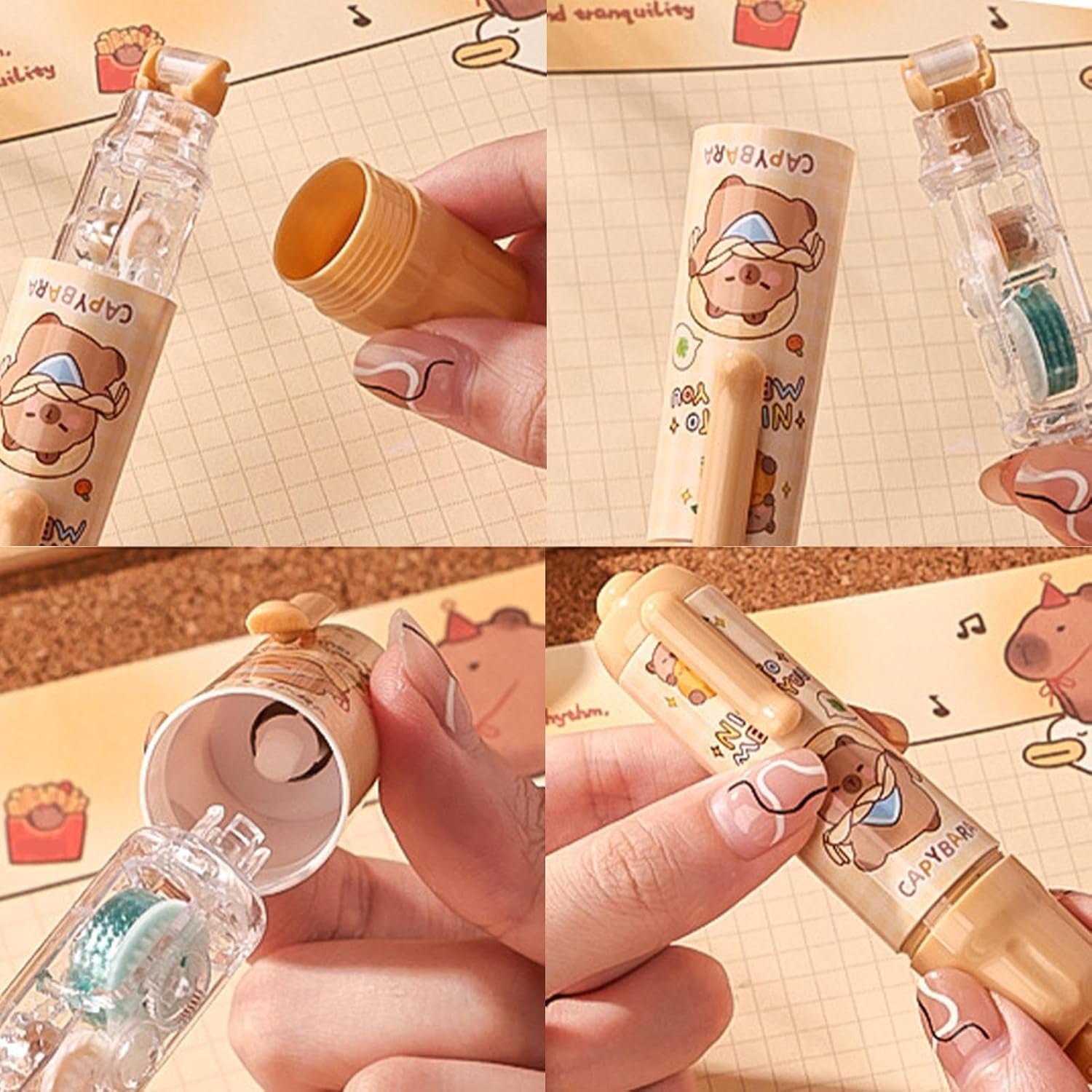 4 Pieces Double Sided Tape Pens, White Paper Correction Tape, Pocket Size Retractable Glue Tape Rollers, Pressure Glue Pen for Crafts, Cards, Photos, Albums