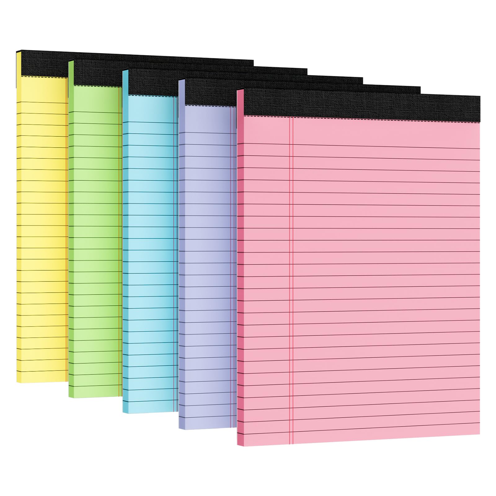 5pcs Legal Pads 8.5 x 11, Note Pads, College Ruled Notebook, Color Note Pads, Writing Pads, Notepads 8.5 x 11, Memo Pad Paper Pads Perforated, Ruled Line Notebooks for Work, School, Office pink/purple/blue/green/yellow