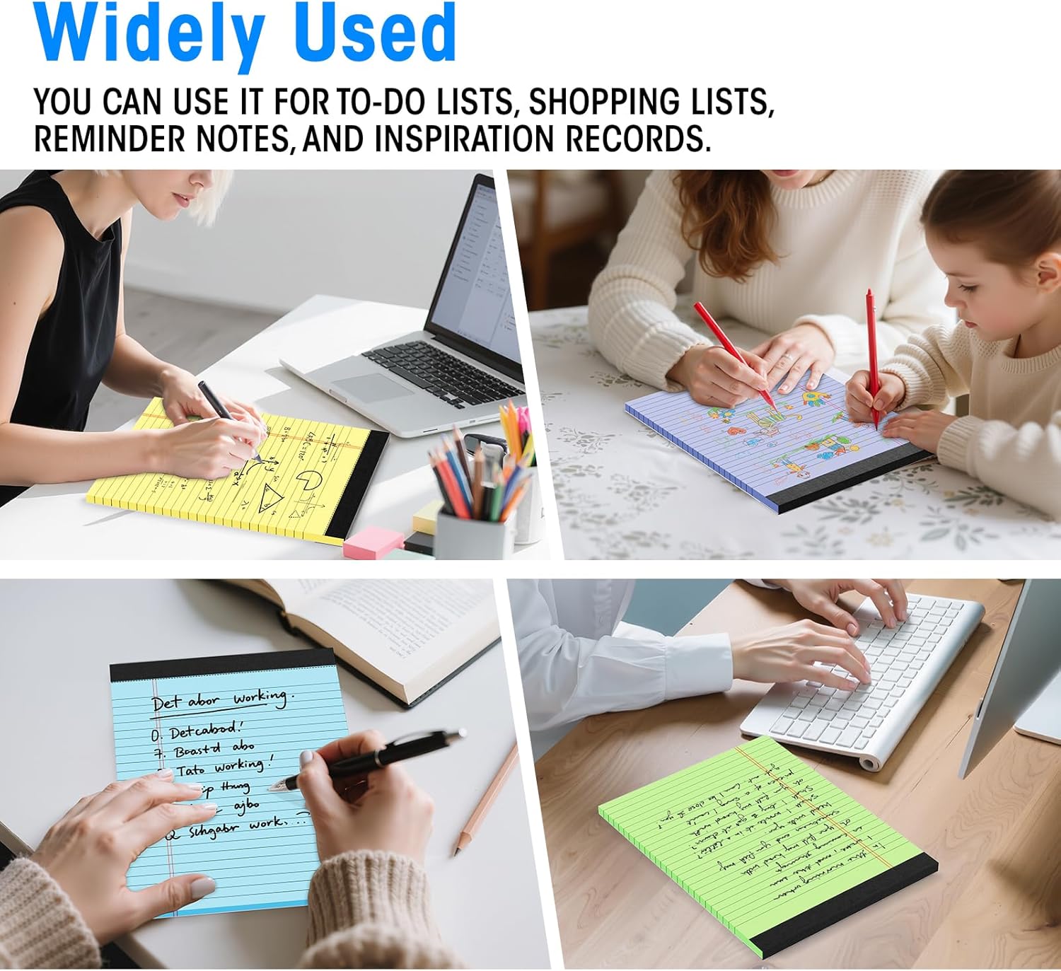 5pcs Legal Pads 8.5 x 11, Note Pads, College Ruled Notebook, Color Note Pads, Writing Pads, Notepads 8.5 x 11, Memo Pad Paper Pads Perforated, Ruled Line Notebooks for Work, School, Office pink/purple/blue/green/yellow