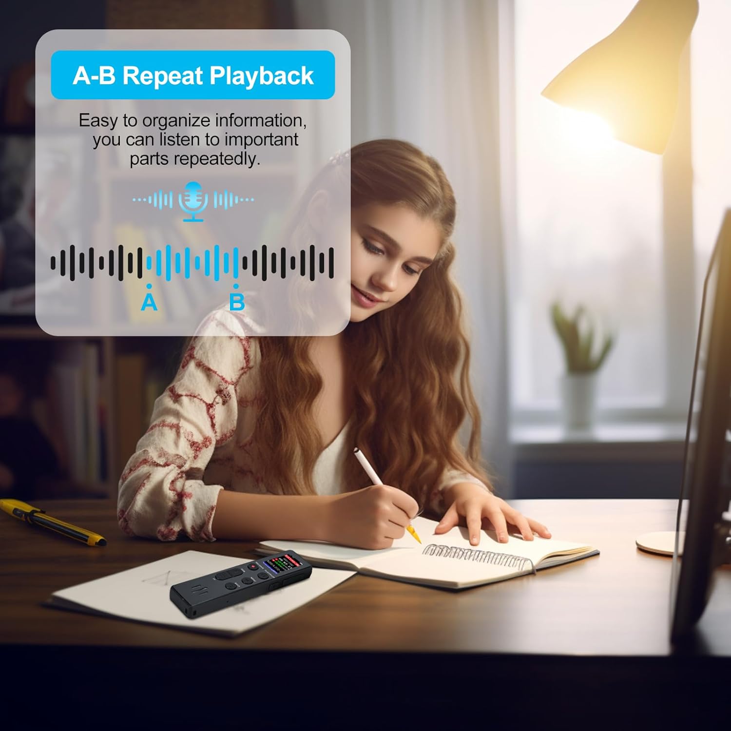 64GB Digital Voice Recorder, Activated, Portable with Playback, HD for Interviews/Lectures/Meetings