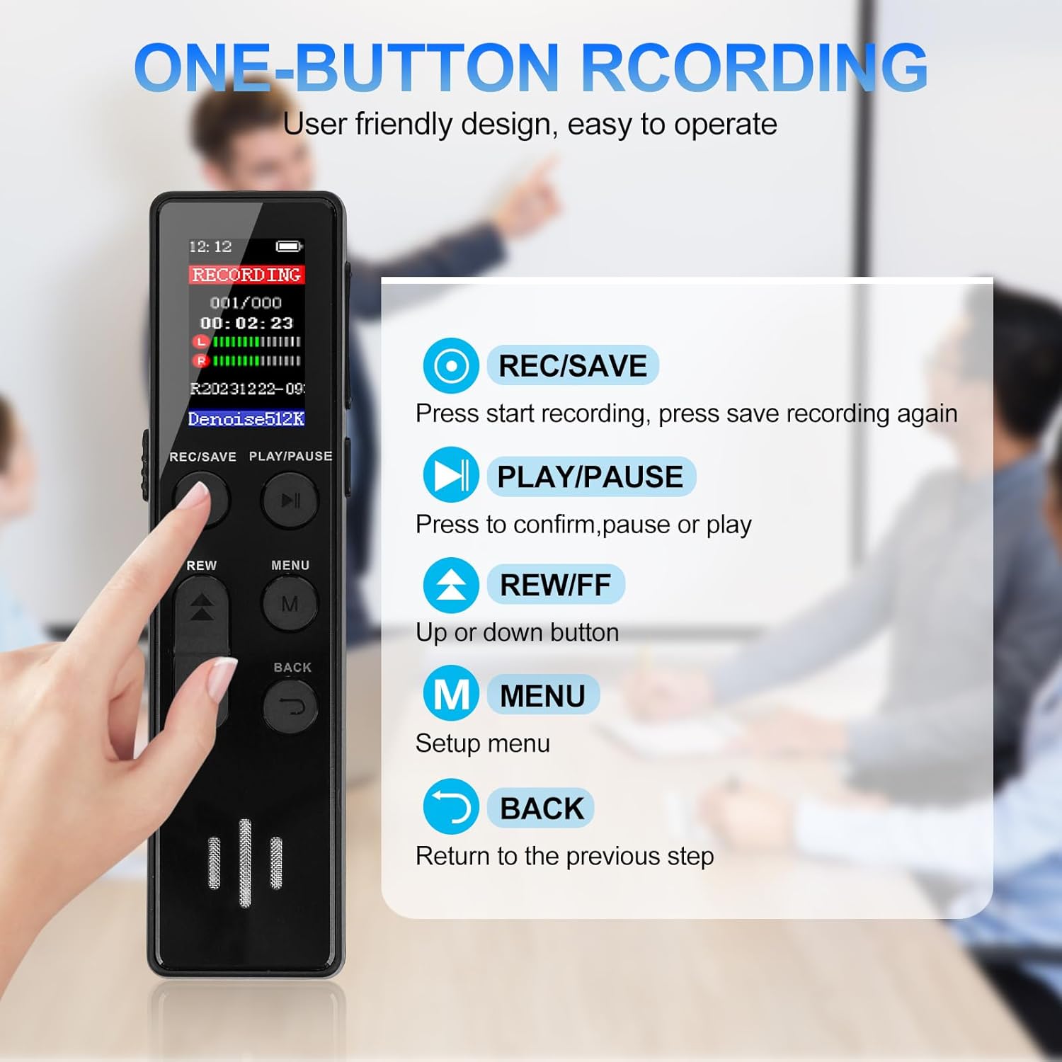 64GB Digital Voice Recorder, Activated, Portable with Playback, HD for Interviews/Lectures/Meetings