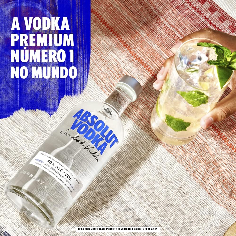 Absolut Vodka, Swedish Vodka, Wheat and Ahus Water, No Added Sugar, 40% Vol., 1 L 1 L Absolut Vodka