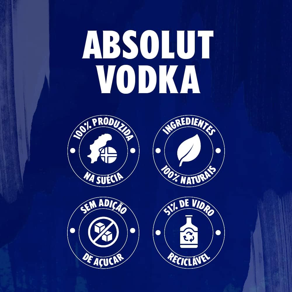 Absolut Vodka, Swedish Vodka, Wheat and Ahus Water, No Added Sugar, 40% Vol., 1 L 1 L Absolut Vodka