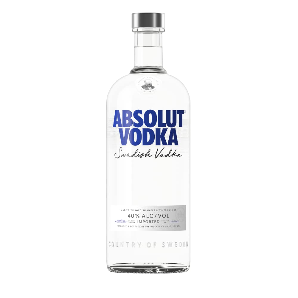 Absolut Vodka, Swedish Vodka, Wheat and Ahus Water, No Added Sugar, 40% Vol., 1 L 1 L Absolut Vodka