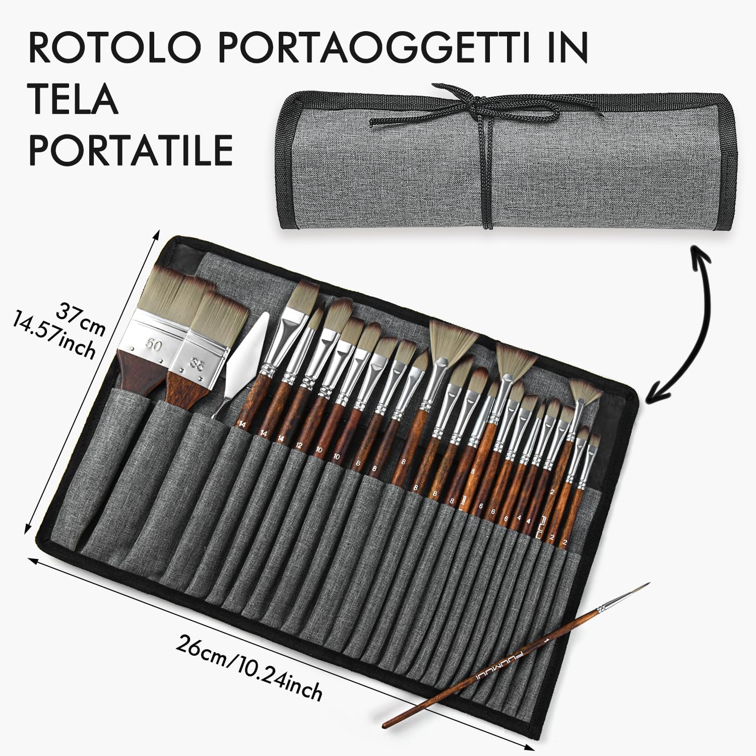 Acrylic Paint Brush Set - 25 Professional Synthetic Brushes for Acrylic, Oil and Gouache Painting with canvas bag and painting spatulas | Paint Brush, Oil Paint Brushes 25 Professional Acrylic Paint Brushes