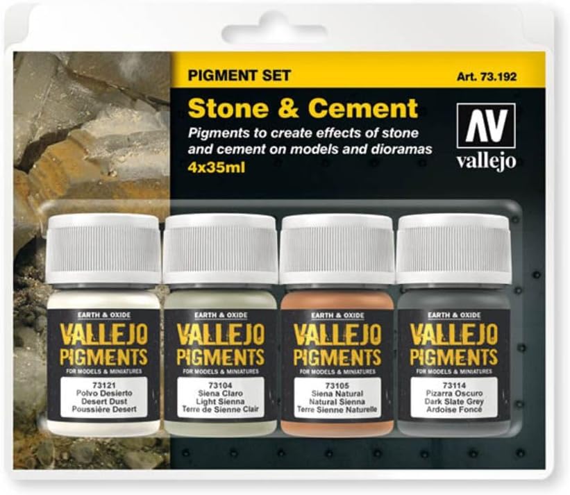 Acrylicos Vallejo Stone and Concrete Pigments - Set of Acrylic Colors for Airbrush, Multicolored 35 ml (Pack of 4)