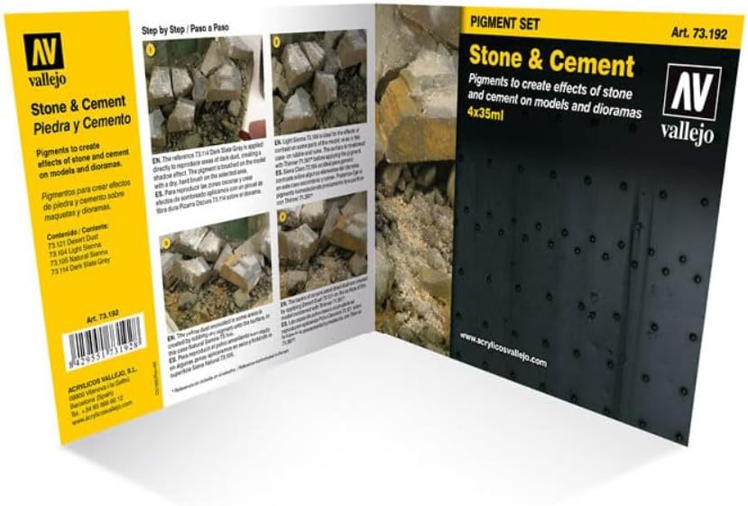 Acrylicos Vallejo Stone and Concrete Pigments - Set of Acrylic Colors for Airbrush, Multicolored 35 ml (Pack of 4)