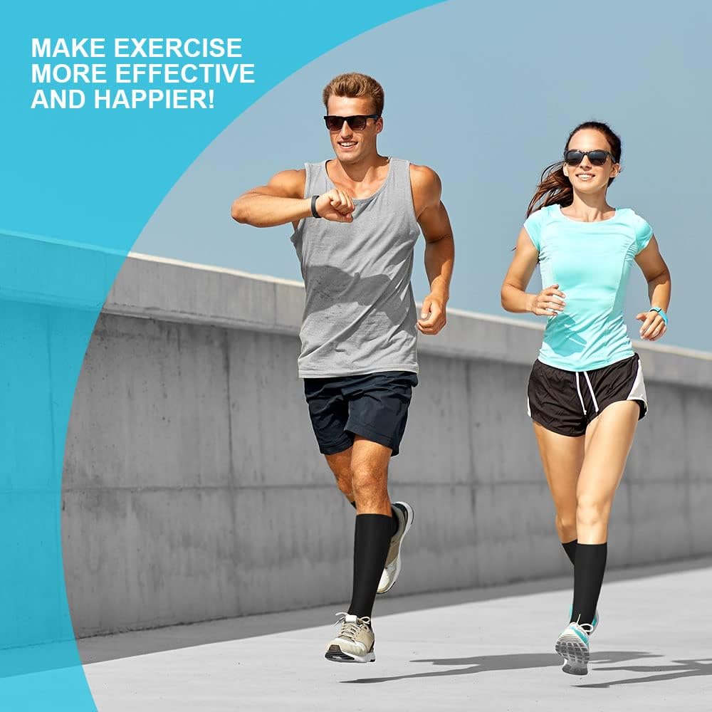 ACWOO Compression Socks for Women and Men, (1/3 /6 Pairs) 15-20 mmHg Graduated Compression Socks, Sports Compression Socks for Sports, Running, Cycling, Pregnancy, Plane Travel SM Black-6 Pairs