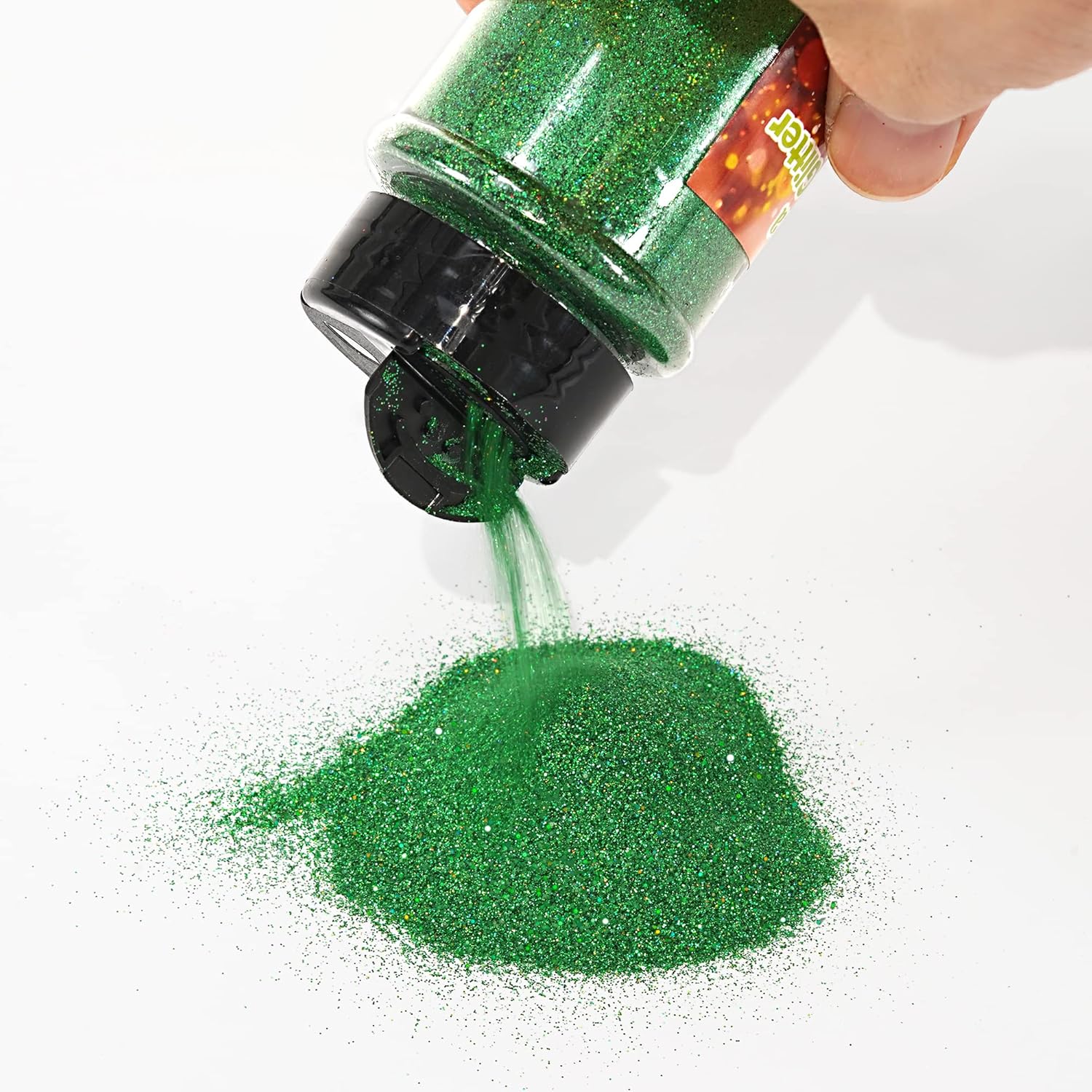 Alanka Glitter Powder, 140g for Fine Holographic Decorations - Glitter for Slime, Hobbies, Makeup, Nail Art, Painting - Green