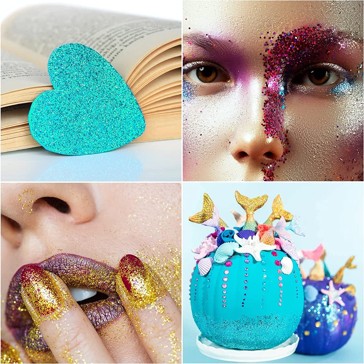 Alanka Glitter Powder, 140g for Fine Holographic Decorations - Glitter for Slime, Hobbies, Makeup, Nail Art, Painting - Green