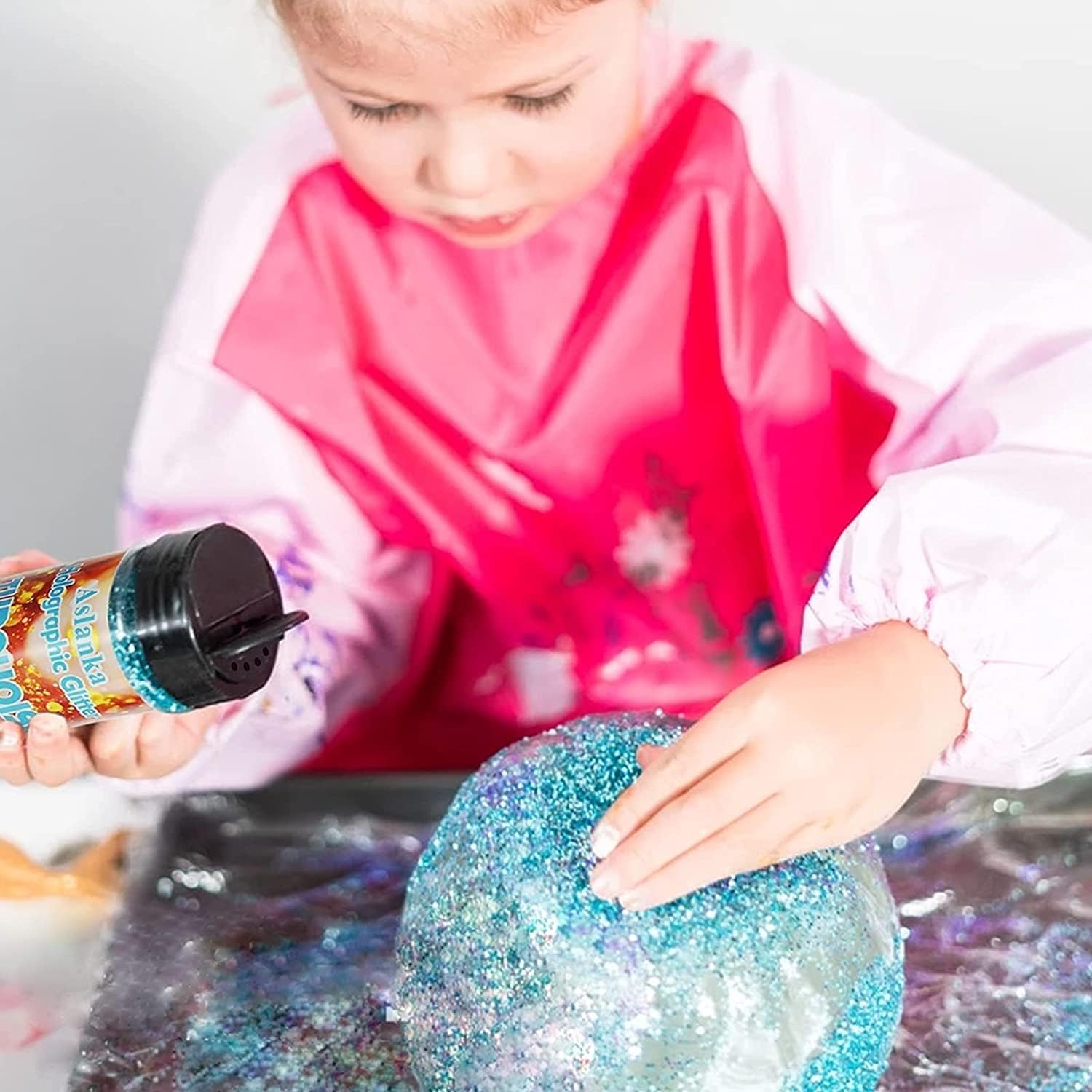 Alanka Glitter Powder, 140g for Fine Holographic Decorations - Glitter for Slime, Hobbies, Makeup, Nail Art, Painting - Green