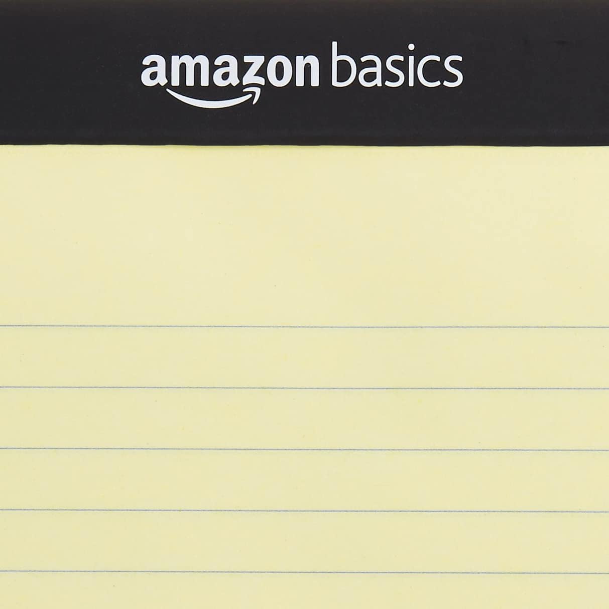 Amazon Basics Legal/Wide Ruled, 8.5 by 11.75 Inches, 50 Sheets, Pack of 12, Canary, Letter Canary 21.6 cm by 29.8 cm (Pack of 12) Ruled Single