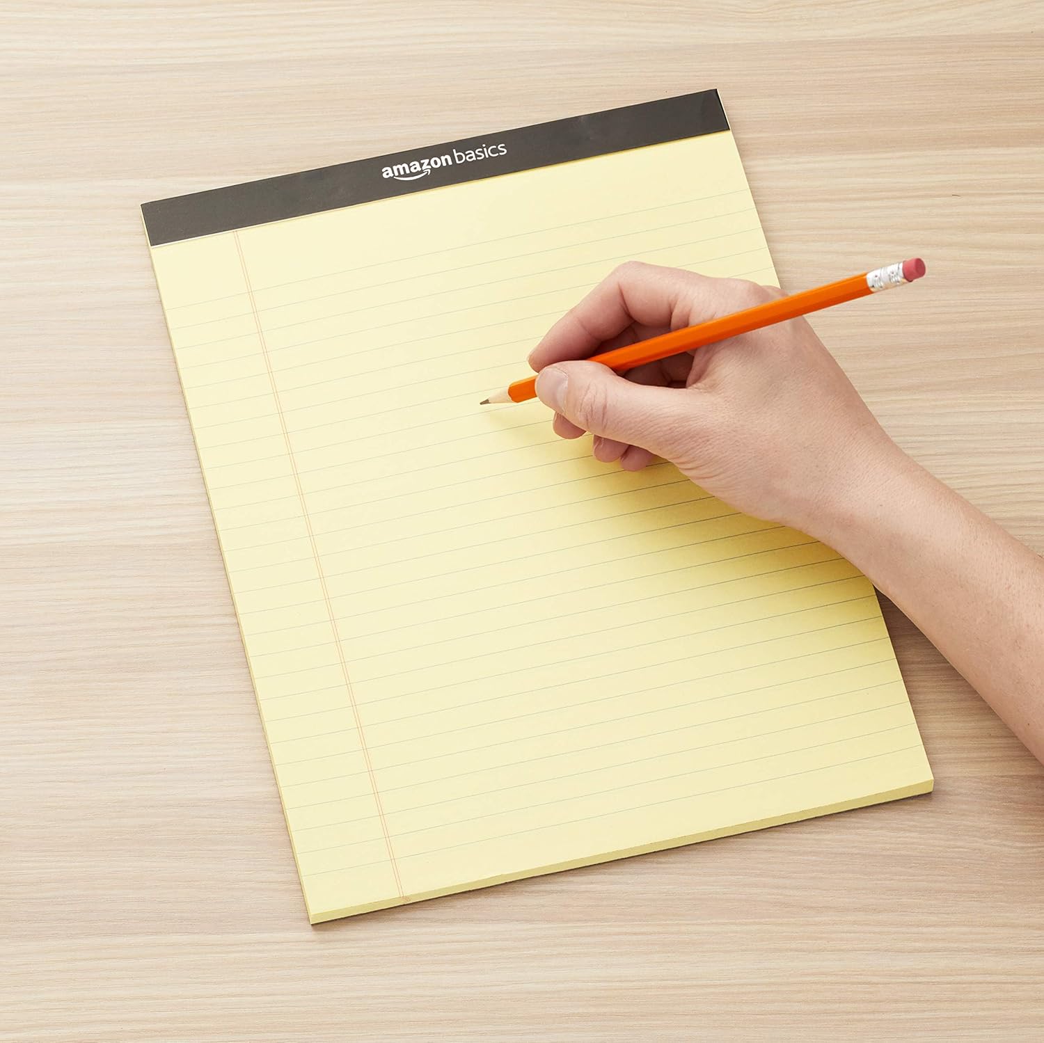 Amazon Basics Legal/Wide Ruled, 8.5 by 11.75 Inches, 50 Sheets, Pack of 12, Canary, Letter Canary 21.6 cm by 29.8 cm (Pack of 12) Ruled Single