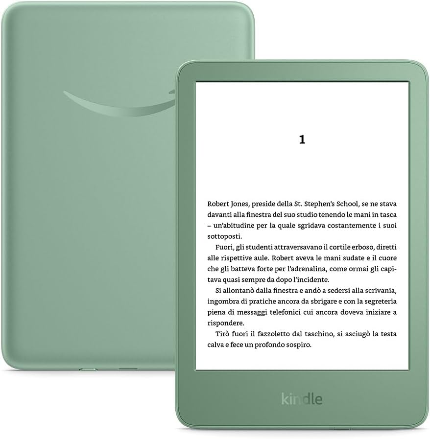 Amazon Kindle (Latest model) - The lightest and most compact, with anti-glare screen, faster page turning, adjustable front lighting - 16 GB - With advertising - Matcha Green Matcha Green With advertising