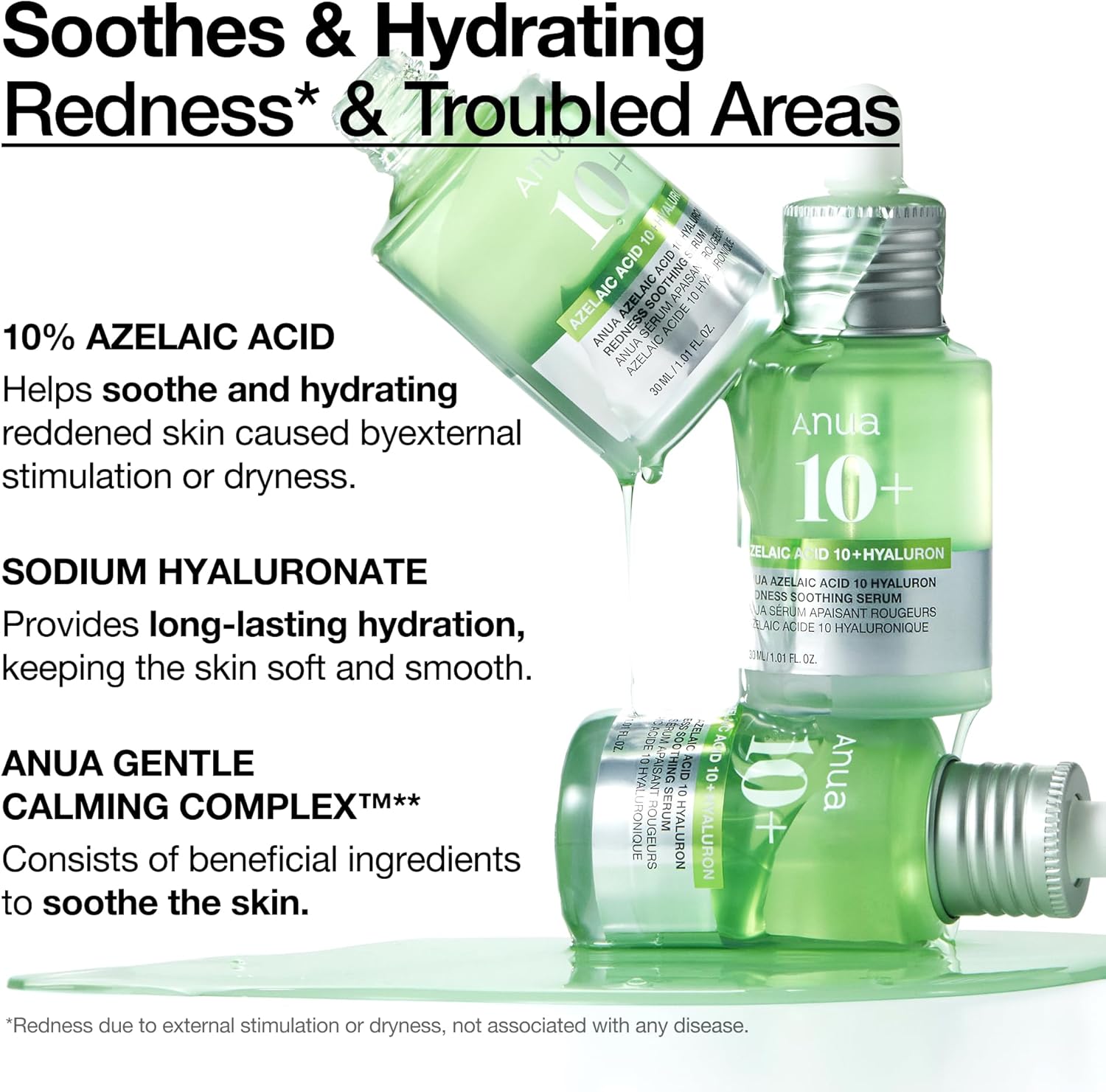 ANUA Soothing Anti-Redness Serum with Azelaic Acid 10 Hyaluronic Acid, Facial Serum for Sensitive Skin (30 Ml/1.01 Fl Oz)