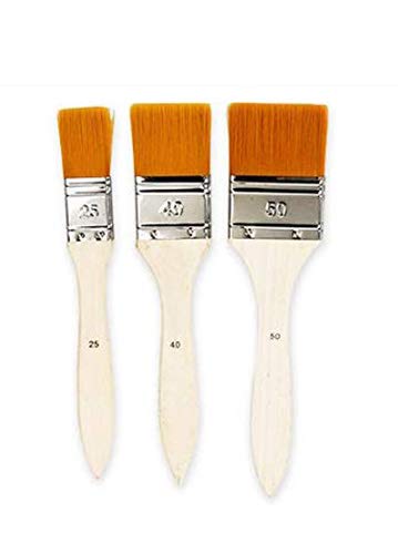 Art Brush Gouache Oil Paint Brush Set Acrylic Nylon Bristle Oil Painting Professional Wall Brush Set 3 Piece Yellow