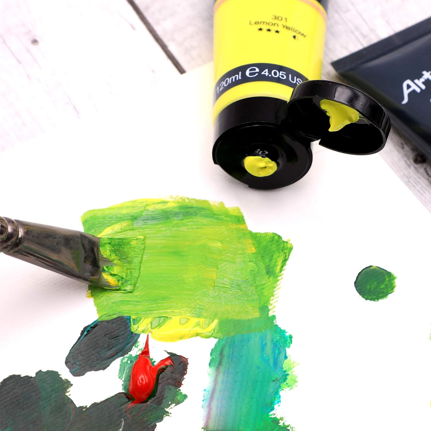 Artecho Acrylic Color Set, 20 Colors 120 ml, for Wood, Fabric, Craft, Canvas, Leather and Stone, Acrylic Colors for Painting Suitable for Beginners and Professional Painters 20 x 120ml