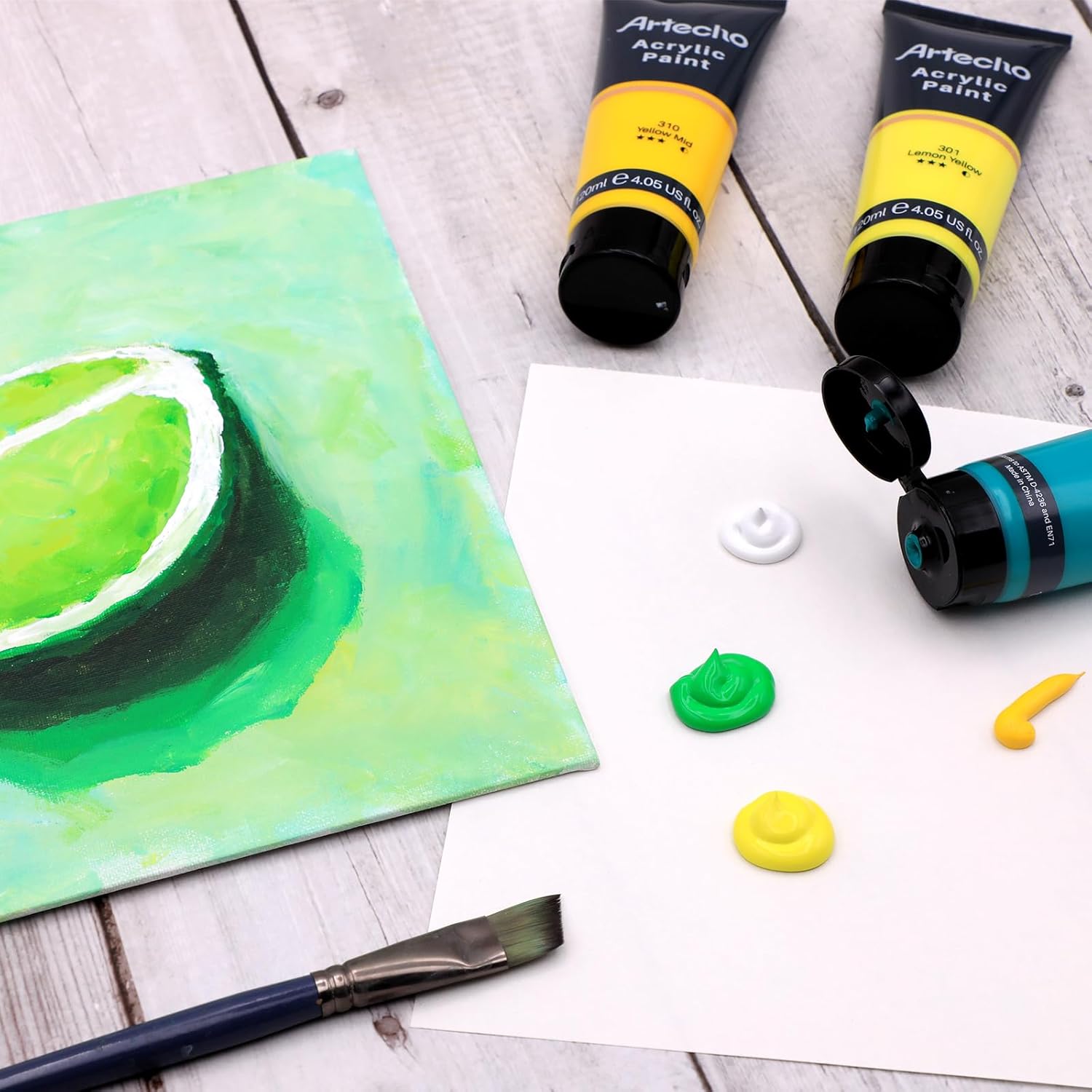 Artecho Acrylic Color Set, 20 Colors 120 ml, for Wood, Fabric, Craft, Canvas, Leather and Stone, Acrylic Colors for Painting Suitable for Beginners and Professional Painters 20 x 120ml