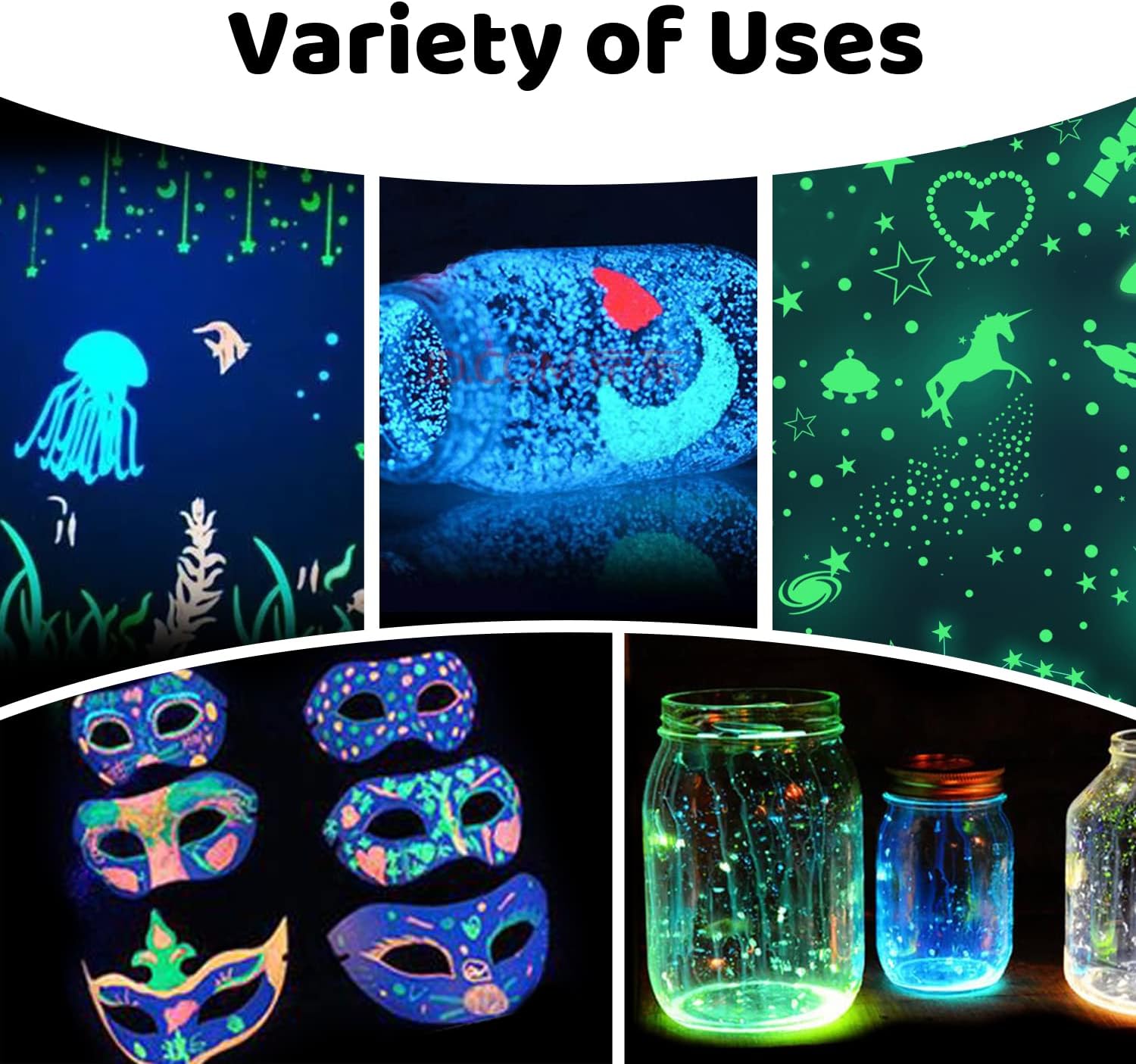 ARTFLY Glow in The Dark Illuminating Acrylic Paint Set 12 x 30ml/1oz, Perfect for Art Painting, DIY, Halloween Christmas Decorations, Rich Pigments for Artists, Students