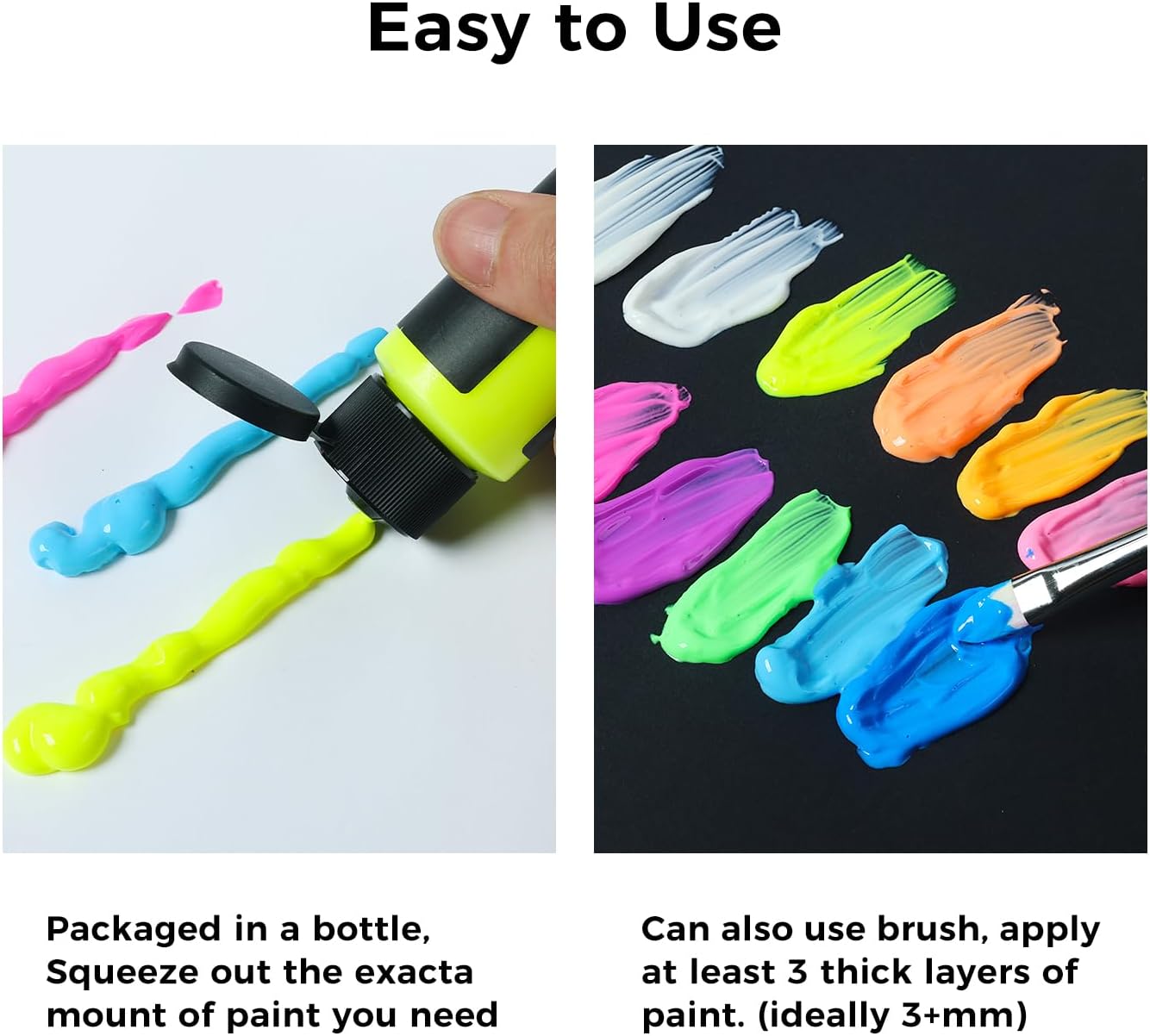 ARTFLY Glow in The Dark Illuminating Acrylic Paint Set 12 x 60ml/2oz, Perfect for Art Painting, DIY, Halloween Christmas Decorations, Rich Pigments for Artists, Students