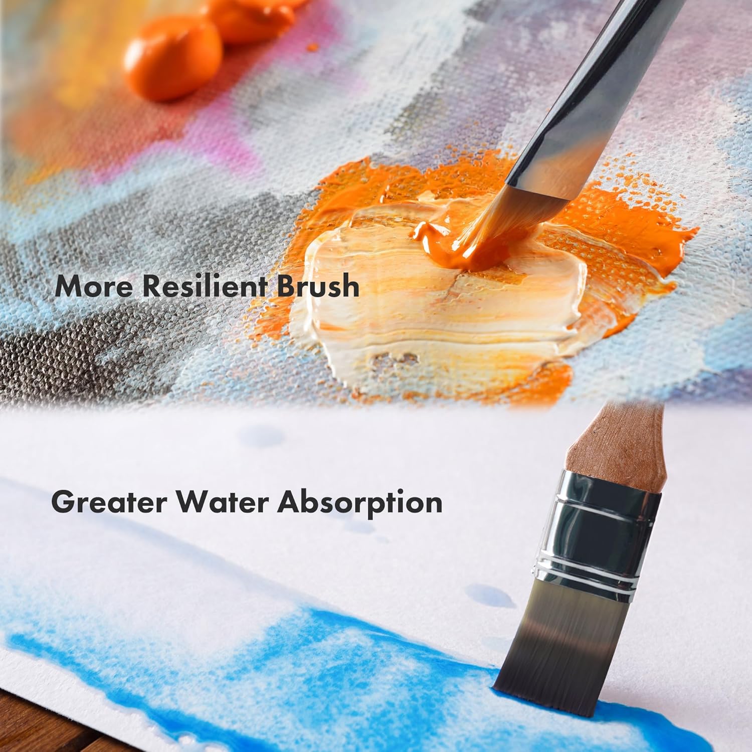 ARTIFY 24 Piece Brush Set, Expert Series, Enhanced Synthetic Brush Set with Canvas Roller and Palette Knife for Acrylic Oil Watercolor Temperament (Birch) Wood