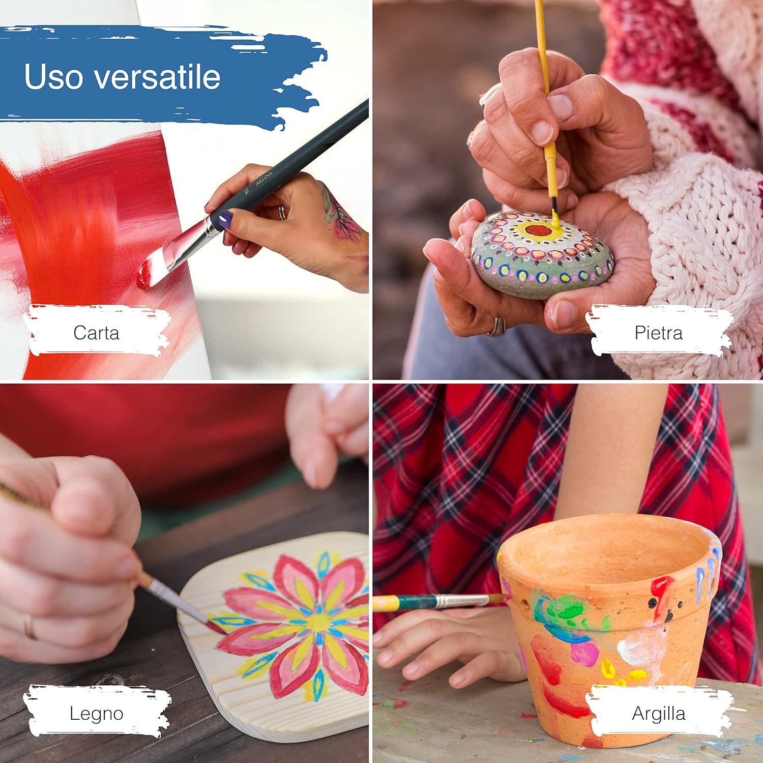 Artina Set of acrylic colors for painting Crylic - 10 jars x 500ml - for artistic activities - Highly pigmented colors - Painting Set - Acrylic Color in a Jar - acrylic tempera 500 ml (Pack of 10)