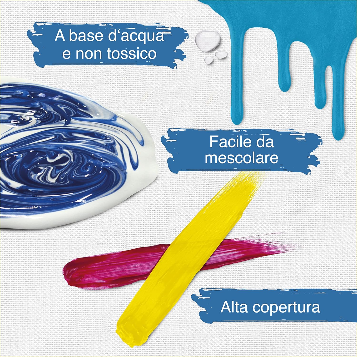 Artina Set of acrylic colors for painting Crylic - 10 jars x 500ml - for artistic activities - Highly pigmented colors - Painting Set - Acrylic Color in a Jar - acrylic tempera 500 ml (Pack of 10)