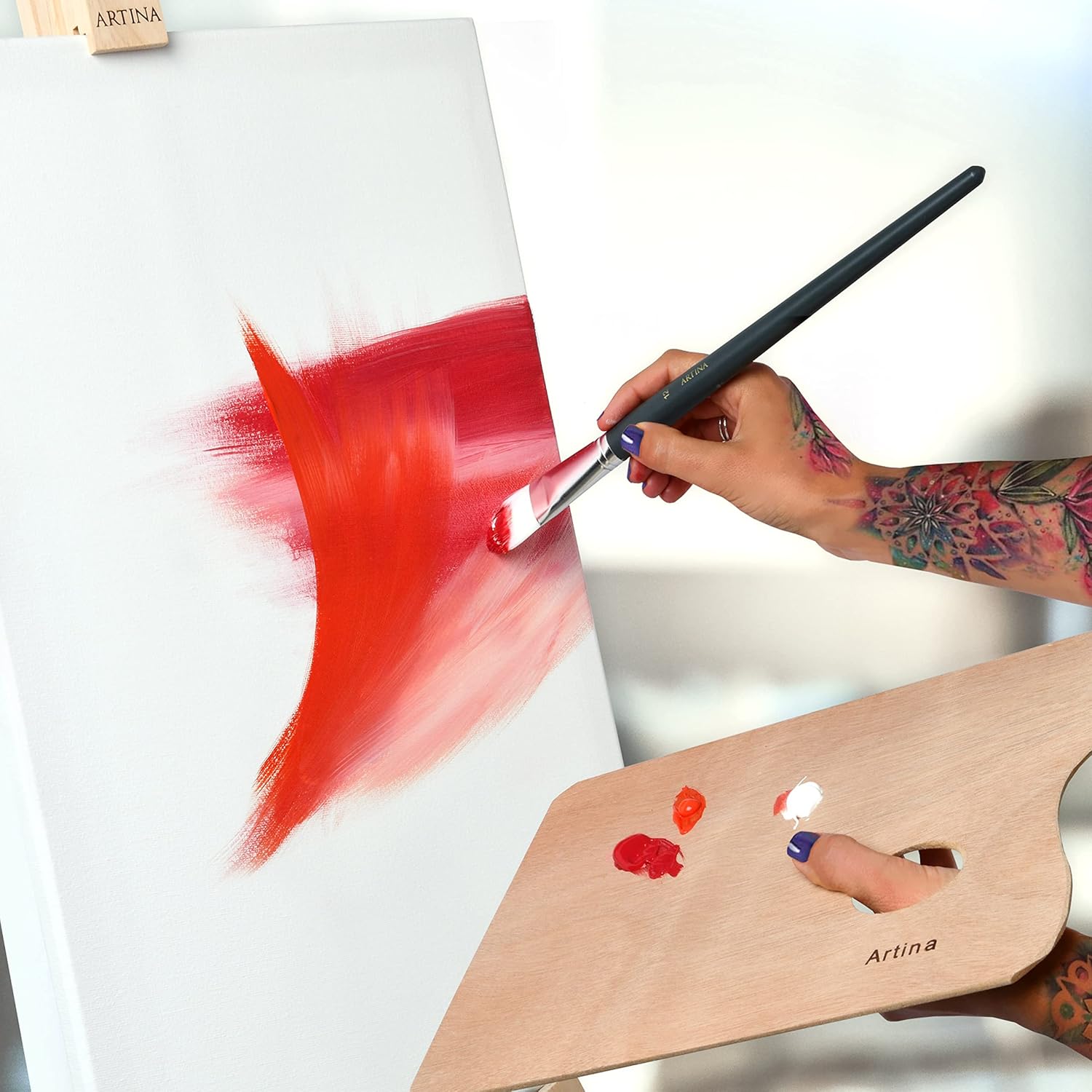 Artina Set of acrylic colors for painting Crylic - 10 jars x 500ml - for artistic activities - Highly pigmented colors - Painting Set - Acrylic Color in a Jar - acrylic tempera 500 ml (Pack of 10)