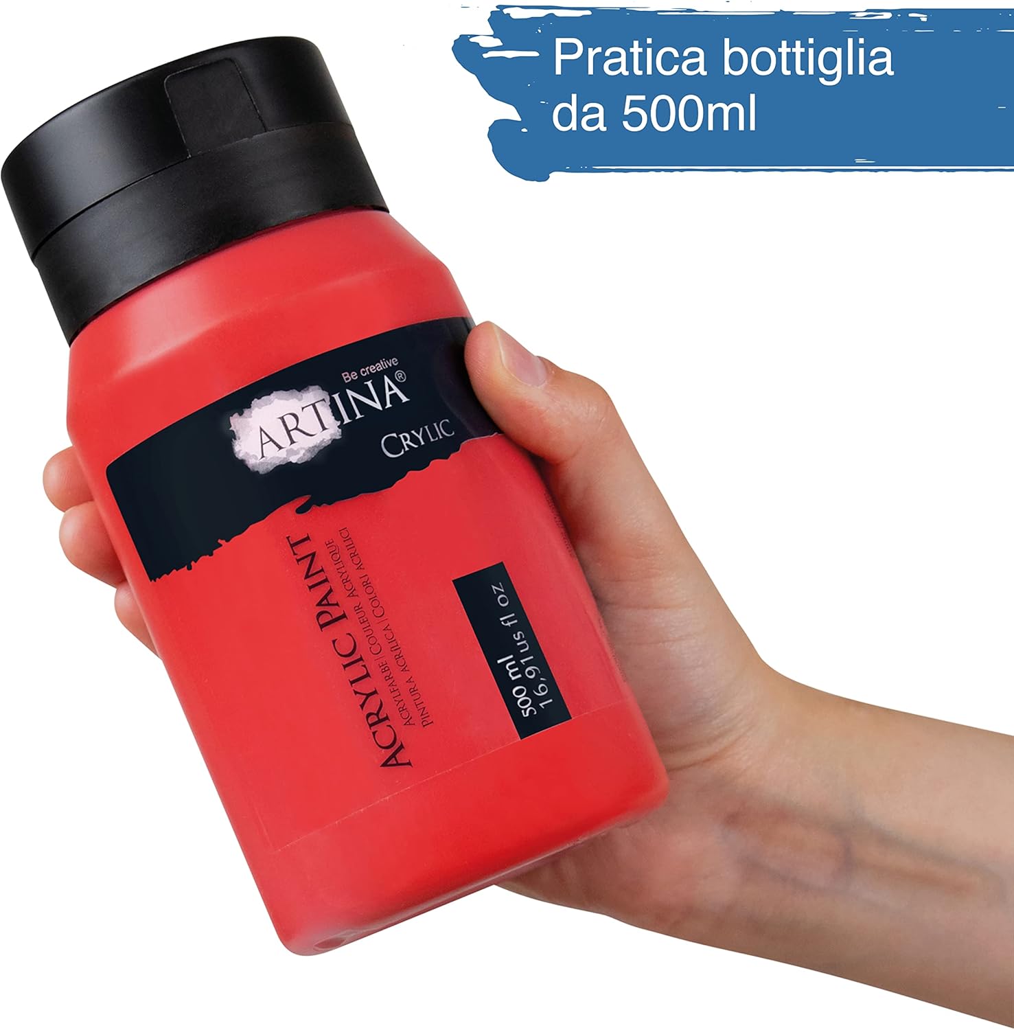 Artina Set of acrylic colors for painting Crylic - 10 jars x 500ml - for artistic activities - Highly pigmented colors - Painting Set - Acrylic Color in a Jar - acrylic tempera 500 ml (Pack of 10)