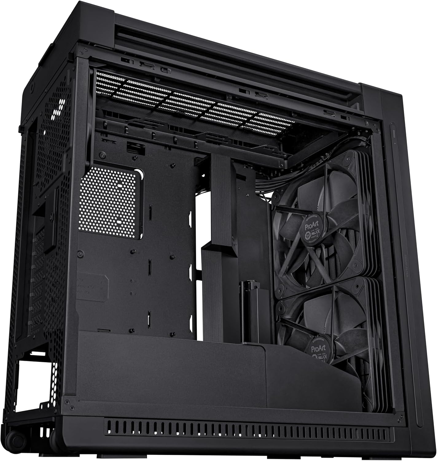 ASUS ProArt PA602 E-ATX PC Case 420mm Radiator Support, Dual 200mm Built-in Fans, Front Panel IR dust Indicator, Power Lock Latch, Tool-Less PCIe mounting & GPU Holder, 20Gbps USB-C Front I/O ProArt PA602|Black E-ATX