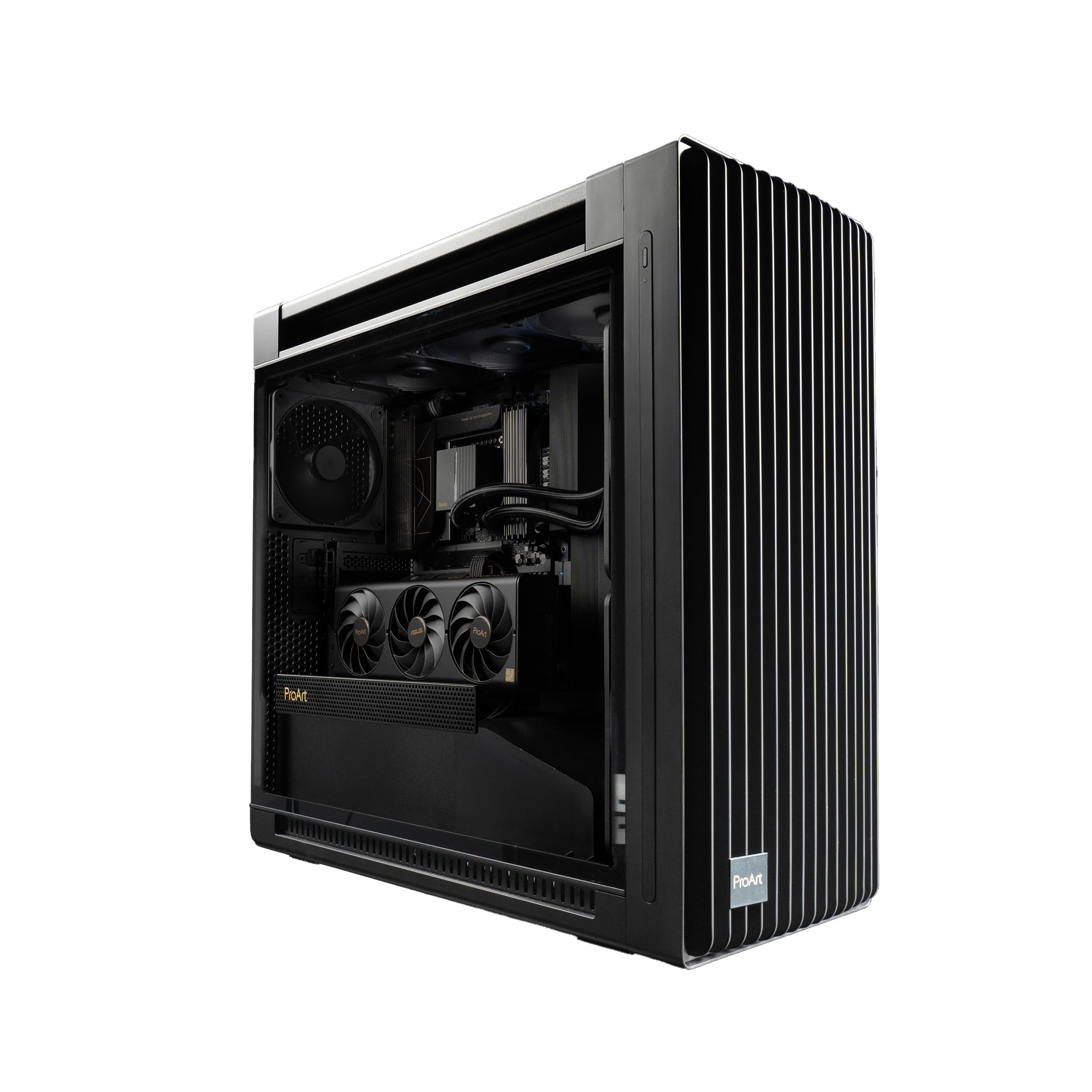 ASUS ProArt PA602 E-ATX PC Case 420mm Radiator Support, Dual 200mm Built-in Fans, Front Panel IR dust Indicator, Power Lock Latch, Tool-Less PCIe mounting & GPU Holder, 20Gbps USB-C Front I/O ProArt PA602|Black E-ATX