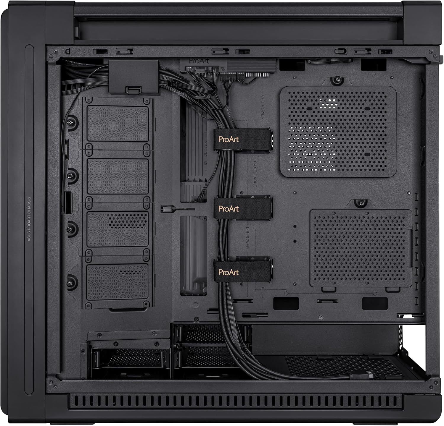 ASUS ProArt PA602 E-ATX PC Case 420mm Radiator Support, Dual 200mm Built-in Fans, Front Panel IR dust Indicator, Power Lock Latch, Tool-Less PCIe mounting & GPU Holder, 20Gbps USB-C Front I/O ProArt PA602|Black E-ATX