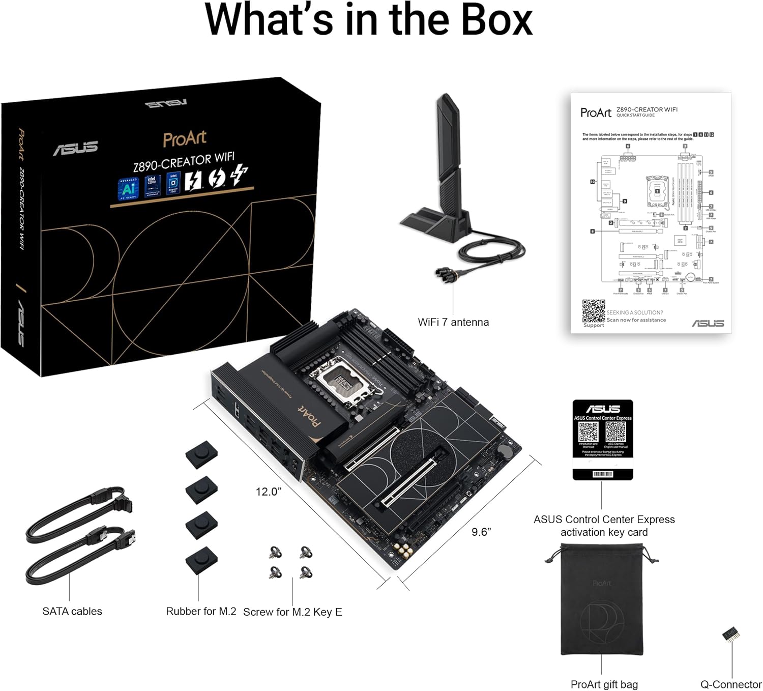 ASUS ProArt Z890-CREATOR WIFI Z890 LGA 1851 ATX Motherboard, Intel® Core™ Ultra Processor Series 2 Ready, 16+2+1+2 stages, PCIe® 5.0, DDR5, Thunderbolt™ 5 Type-C®, 10+2.5 Gb LAN, WiFi 7, 5x M.2, AI OC Z890-Creator|Core Ultra|M.2 x5|WiFi 7