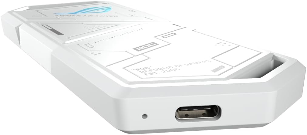 ASUS ROG Strix Arion - SSD Enclosure, USB-C 3.2 Gen 2, Speed up to 10Gbps, M.2 PCIe NVM Express Support, Aluminum Alloy Shell, Easy Installation without a Screwdriver, Aura Sync, White ROG Strix Arion White