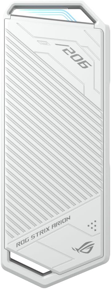 ASUS ROG Strix Arion - SSD Enclosure, USB-C 3.2 Gen 2, Speed up to 10Gbps, M.2 PCIe NVM Express Support, Aluminum Alloy Shell, Easy Installation without a Screwdriver, Aura Sync, White ROG Strix Arion White