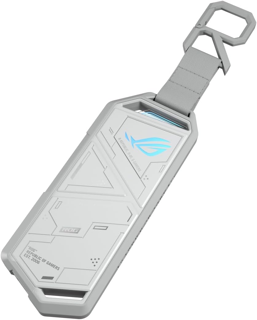 ASUS ROG Strix Arion - SSD Enclosure, USB-C 3.2 Gen 2, Speed up to 10Gbps, M.2 PCIe NVM Express Support, Aluminum Alloy Shell, Easy Installation without a Screwdriver, Aura Sync, White ROG Strix Arion White